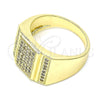 Oro Laminado Mens Ring, Gold Filled Style with White Micro Pave, Polished, Golden Finish, 01.283.0021.11 (Size 11)