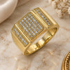 Oro Laminado Mens Ring, Gold Filled Style with White Micro Pave, Polished, Golden Finish, 01.283.0021.11 (Size 11)