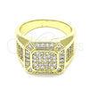 Oro Laminado Mens Ring, Gold Filled Style with White Micro Pave, Polished, Golden Finish, 01.283.0022.12 (Size 12)
