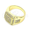 Oro Laminado Mens Ring, Gold Filled Style with White Micro Pave, Polished, Golden Finish, 01.283.0022.12 (Size 12)