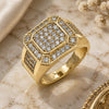 Oro Laminado Mens Ring, Gold Filled Style with White Micro Pave, Polished, Golden Finish, 01.283.0022.12 (Size 12)