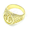 Oro Laminado Mens Ring, Gold Filled Style Anchor Design, Polished, Golden Finish, 01.283.0023.10 (Size 10)