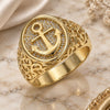 Oro Laminado Mens Ring, Gold Filled Style Anchor Design, Polished, Golden Finish, 01.283.0023.12 (Size 12)
