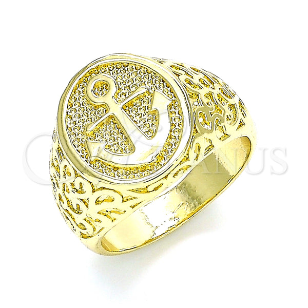 Gold Filled Ring — Mens Ring Anchor Design Polished 01. Size 12 — main product view — SKU 133842 | Oro Laminado anillo — Mens Ring Anchor diseño pulido 01. Size 12 — SKU 133842
