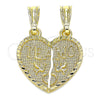 Oro Laminado Fancy Pendant, Gold Filled Style Heart Design, Polished, Golden Finish, 05.351.0107