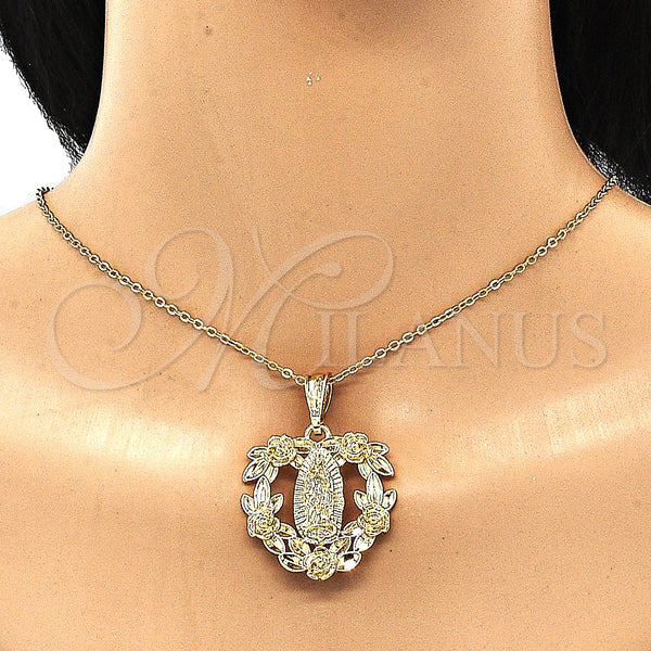 Gold Filled Pendant — Fancy Pendant Guadalupe and Heart Design Polished 05. — alternate product view — SKU 133855 | Oro Laminado dije — elegante Pendant Guadalupe and corazón diseño pulido 05. — SKU 133855