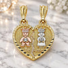 Oro Laminado Fancy Pendant, Gold Filled Style Little Girl and Little Boy Design, with White Crystal, Polished, Tricolor, 05.351.0109.1