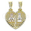 Oro Laminado Fancy Pendant, Gold Filled Style Little Girl and Little Boy Design, with White Crystal, Polished, Tricolor, 05.351.0109.1