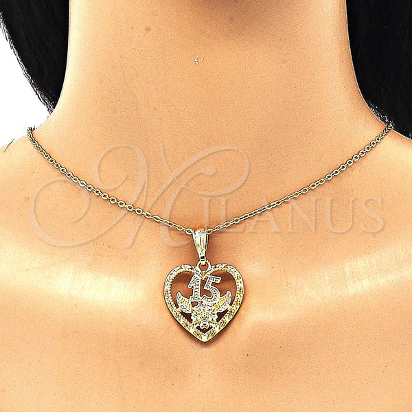 Gold Filled Pendant — Fancy Pendant Heart and Flower Design Polished 05. — alternate product view — SKU 133861 | Oro Laminado dije — elegante Pendant corazón and flor diseño pulido 05. — SKU 133861