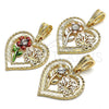 Oro Laminado Fancy Pendant, Gold Filled Style Flower and Butterfly Design, with White Crystal, Polished, Golden Finish, 05.351.0111.1