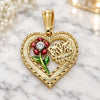 Oro Laminado Fancy Pendant, Gold Filled Style Flower and Butterfly Design, with White Crystal, Polished, Tricolor, 05.351.0111.2