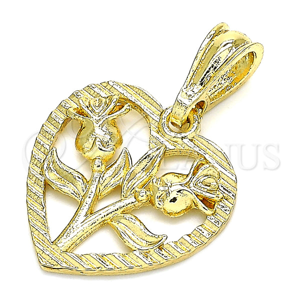 Gold Filled Pendant — Fancy Pendant Heart and Flower Design Polished 05. — alternate product view — SKU 133865 | Oro Laminado dije — elegante Pendant corazón and flor diseño pulido 05. — SKU 133865