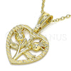 Oro Laminado Fancy Pendant, Gold Filled Style Heart and Flower Design, Polished, Golden Finish, 05.351.0112