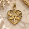 Oro Laminado Fancy Pendant, Gold Filled Style Heart and Flower Design, Polished, Golden Finish, 05.351.0112