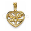 Oro Laminado Fancy Pendant, Gold Filled Style Heart and Flower Design, Polished, Golden Finish, 05.351.0112