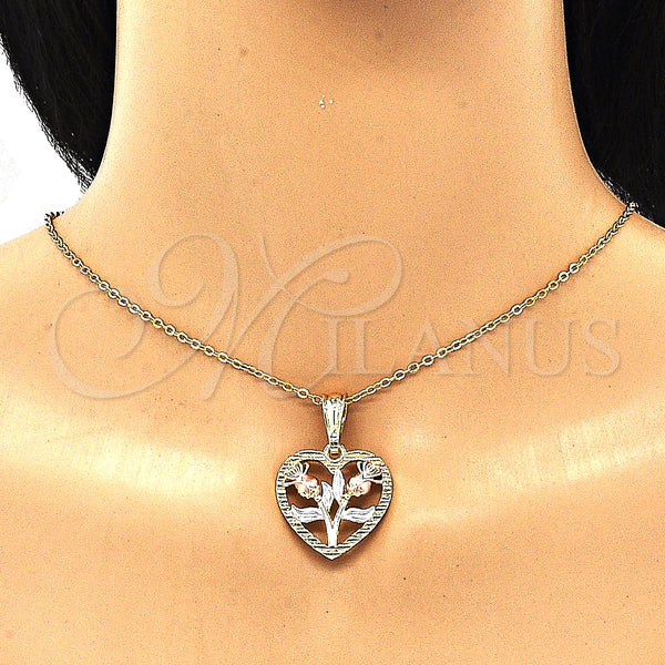 Gold Filled Pendant — Fancy Pendant Heart and Flower Design Polished Tricolor — alternate product view — SKU 133866 | Oro Laminado dije — elegante Pendant corazón and flor diseño pulido Tricolor — SKU 133866