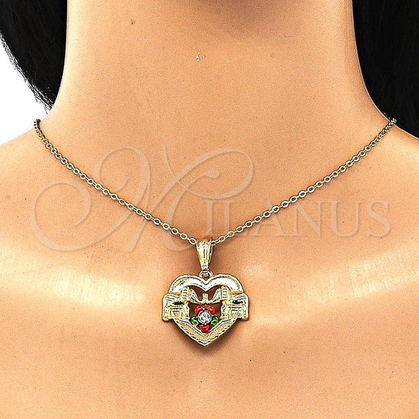 Gold Filled Pendant — Fancy Pendant Heart and Elephant Design with White — alternate product view — SKU 133871 | Oro Laminado dije — elegante Pendant corazón and Elephant diseño with blanco — SKU 133871