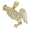 Oro Laminado Fancy Pendant, Gold Filled Style with White Crystal, Polished, Golden Finish, 05.351.0118