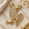 Oro Laminado Fancy Pendant, Gold Filled Style with White Crystal, Polished, Golden Finish, 05.351.0118