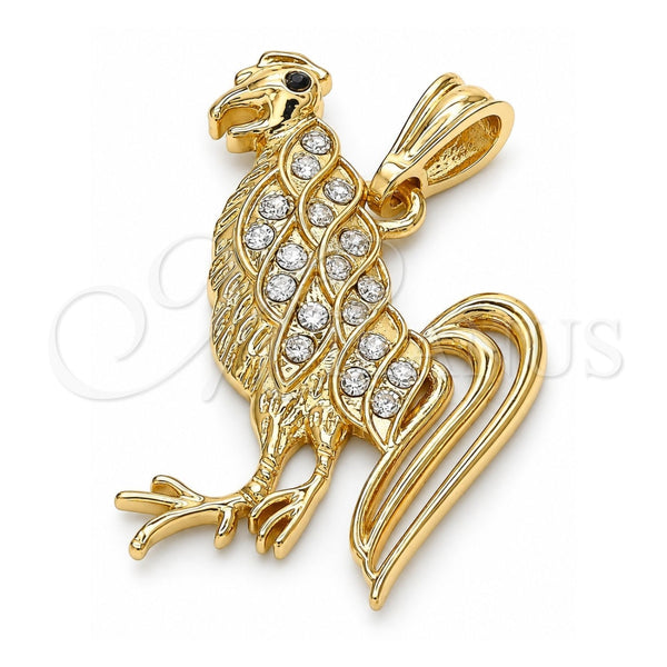 Oro Laminado Fancy Pendant, Gold Filled Style with White Crystal, Polished, Golden Finish, 05.351.0118