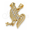 Oro Laminado Fancy Pendant, Gold Filled Style with White Crystal, Polished, Golden Finish, 05.351.0118