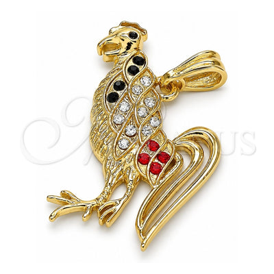 Oro Laminado Fancy Pendant, Gold Filled Style with Multicolor Crystal, Polished, Golden Finish, 05.351.0118.1