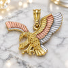 Oro Laminado Fancy Pendant, Gold Filled Style Eagle Design, Polished, Tricolor, 05.351.0119