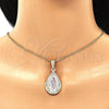 Oro Laminado Religious Pendant, Gold Filled Style Teardrop and Guadalupe Design, Polished, Tricolor, 05.351.0120