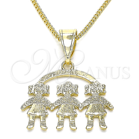 Oro Laminado Pendant Necklace, Gold Filled Style Little Girl Design, Polished, Golden Finish, 04.351.0008.20 (01 MM Thickness, 20 Inches Length)