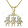 Oro Laminado Pendant Necklace, Gold Filled Style Little Girl Design, Polished, Golden Finish, 04.351.0008.20 (01 MM Thickness, 20 Inches Length)
