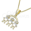 Oro Laminado Pendant Necklace, Gold Filled Style Little Girl Design, Polished, Tricolor, 04.351.0008.1.20 (01 MM Thickness, 20 Inches Length)
