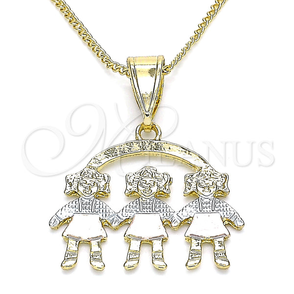 Gold Filled Necklace — Pendant Necklace Little Girl Design Polished Tricolor 04. — main product view — SKU 133887 | Oro Laminado collar — Pendant Necklace Little Girl diseño pulido Tricolor 04. — SKU 133887