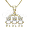 Oro Laminado Pendant Necklace, Gold Filled Style Little Girl Design, Polished, Tricolor, 04.351.0008.1.20 (01 MM Thickness, 20 Inches Length)