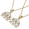 Oro Laminado Pendant Necklace, Gold Filled Style Little Girl Design, Polished, Tricolor, 04.351.0008.1.20 (01 MM Thickness, 20 Inches Length)