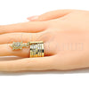 Oro Laminado Multi Stone Ring, Gold Filled Style Semanario and Turtle Design, with White Cubic Zirconia, Diamond Cutting Finish, Golden Finish, 01.253.0031.1.09 (Size 9)