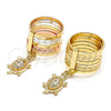 Oro Laminado Multi Stone Ring, Gold Filled Style Semanario and Turtle Design, with White Cubic Zirconia, Diamond Cutting Finish, Golden Finish, 01.253.0031.1.09 (Size 9)