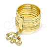 Oro Laminado Multi Stone Ring, Gold Filled Style Semanario and Elephant Design, with Garnet Cubic Zirconia, Diamond Cutting Finish, Golden Finish, 01.253.0032.1.07 (Size 7)