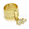 Oro Laminado Multi Stone Ring, Gold Filled Style Semanario and Elephant Design, with White Cubic Zirconia, Diamond Cutting Finish, Golden Finish, 01.253.0032.1.09 (Size 9)