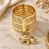 Oro Laminado Multi Stone Ring, Gold Filled Style Semanario and Elephant Design, with White Cubic Zirconia, Diamond Cutting Finish, Golden Finish, 01.253.0032.1.09 (Size 9)