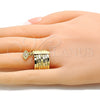 Oro Laminado Multi Stone Ring, Gold Filled Style Semanario and Evil Eye Design, with White Cubic Zirconia, Diamond Cutting Finish, Golden Finish, 01.253.0033.1.07 (Size 7)