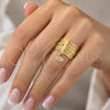 Oro Laminado Multi Stone Ring, Gold Filled Style Semanario and Evil Eye Design, with White Cubic Zirconia, Diamond Cutting Finish, Golden Finish, 01.253.0033.1.07 (Size 7)
