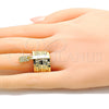 Oro Laminado Elegant Ring, Gold Filled Style Semanario and Owl Design, Diamond Cutting Finish, Golden Finish, 01.253.0034.1.09 (Size 9)