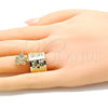 Oro Laminado Multi Stone Ring, Gold Filled Style Semanario and Butterfly Design, with White Crystal, Diamond Cutting Finish, Golden Finish, 01.253.0035.1.07 (Size 7)