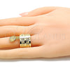 Oro Laminado Elegant Ring, Gold Filled Style Semanario and San Judas Design, Diamond Cutting Finish, Golden Finish, 01.253.0037.1.07 (Size 7)