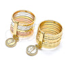 Oro Laminado Elegant Ring, Gold Filled Style Semanario and San Judas Design, Diamond Cutting Finish, Golden Finish, 01.253.0037.1.07 (Size 7)