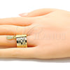 Oro Laminado Elegant Ring, Gold Filled Style Semanario and Guadalupe Design, Polished, Golden Finish, 01.253.0038.1.07 (Size 7)