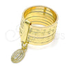 Oro Laminado Elegant Ring, Gold Filled Style Semanario and Guadalupe Design, Diamond Cutting Finish, Golden Finish, 01.253.0038.1.09 (Size 9)