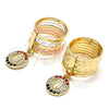 Oro Laminado Multi Stone Ring, Gold Filled Style Semanario and Guadalupe Design, with Multicolor Crystal, Diamond Cutting Finish, Golden Finish, 01.253.0039.1.07 (Size 7)