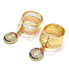 Oro Laminado Multi Stone Ring, Gold Filled Style Semanario and Guadalupe Design, with Multicolor Crystal, Diamond Cutting Finish, Golden Finish, 01.253.0039.1.08 (Size 8)