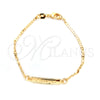 Oro Laminado ID Bracelet, Gold Filled Style Mariner and Love Design, Polished, Golden Finish, 03.32.0285.06